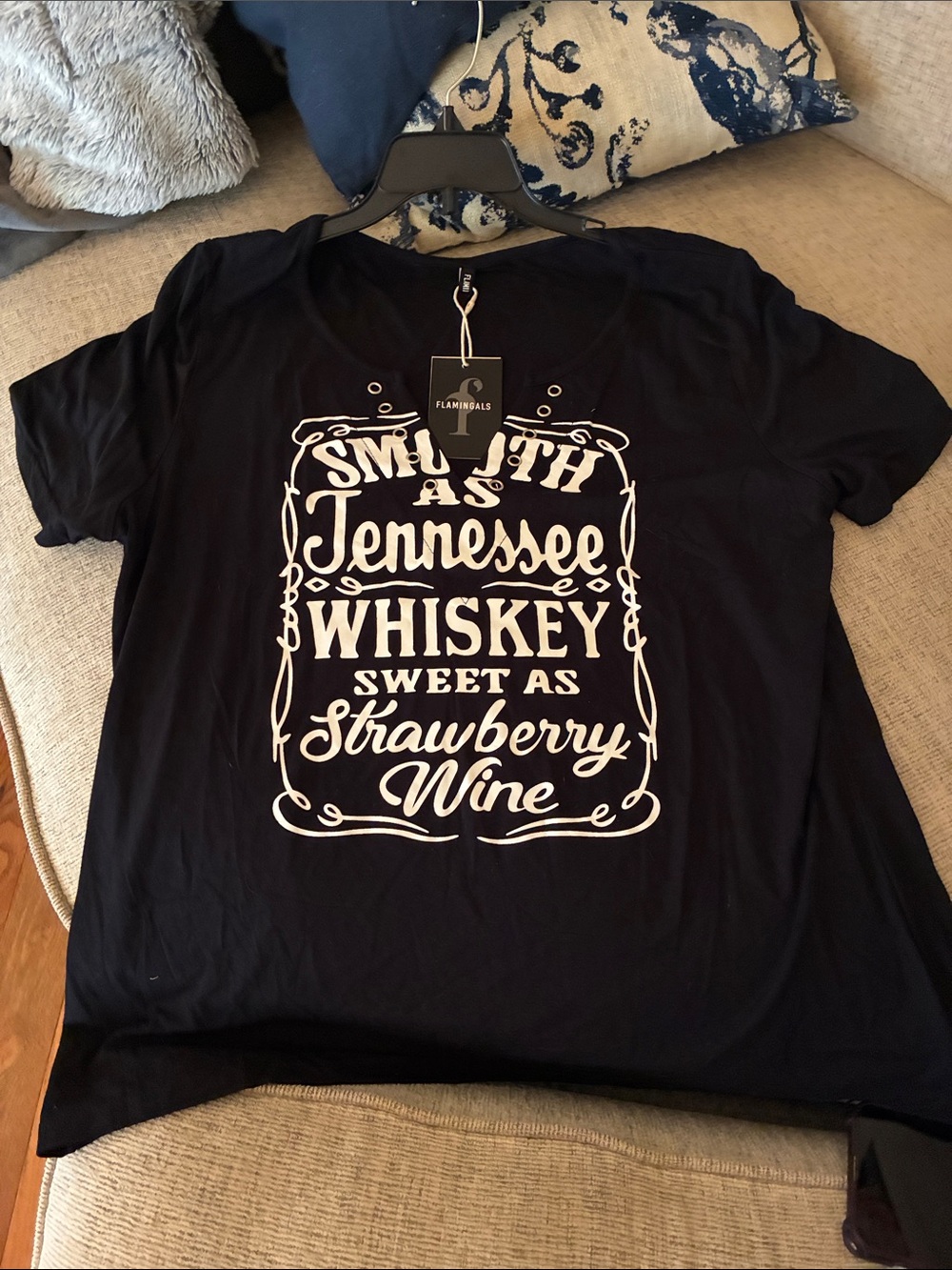 Flamingo+ Black Short Sleeve Tee with Tennessee Whiskey Graphic